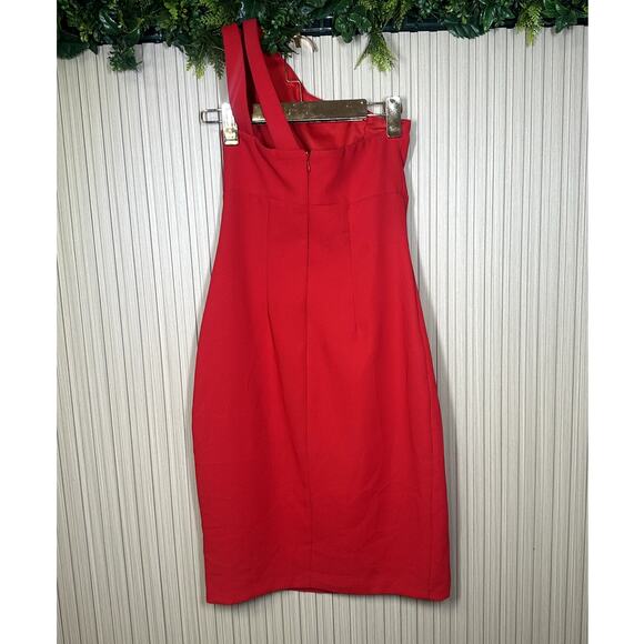 Dessy Collection Vivian Diamond One Shoulder Women's Red Dress Size 2R - Picture 4 of 8